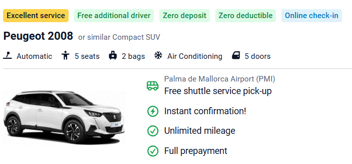 no deposit car hire Mallorca