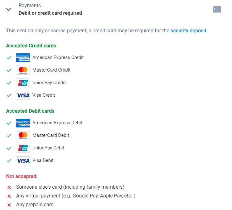 debit or credit card